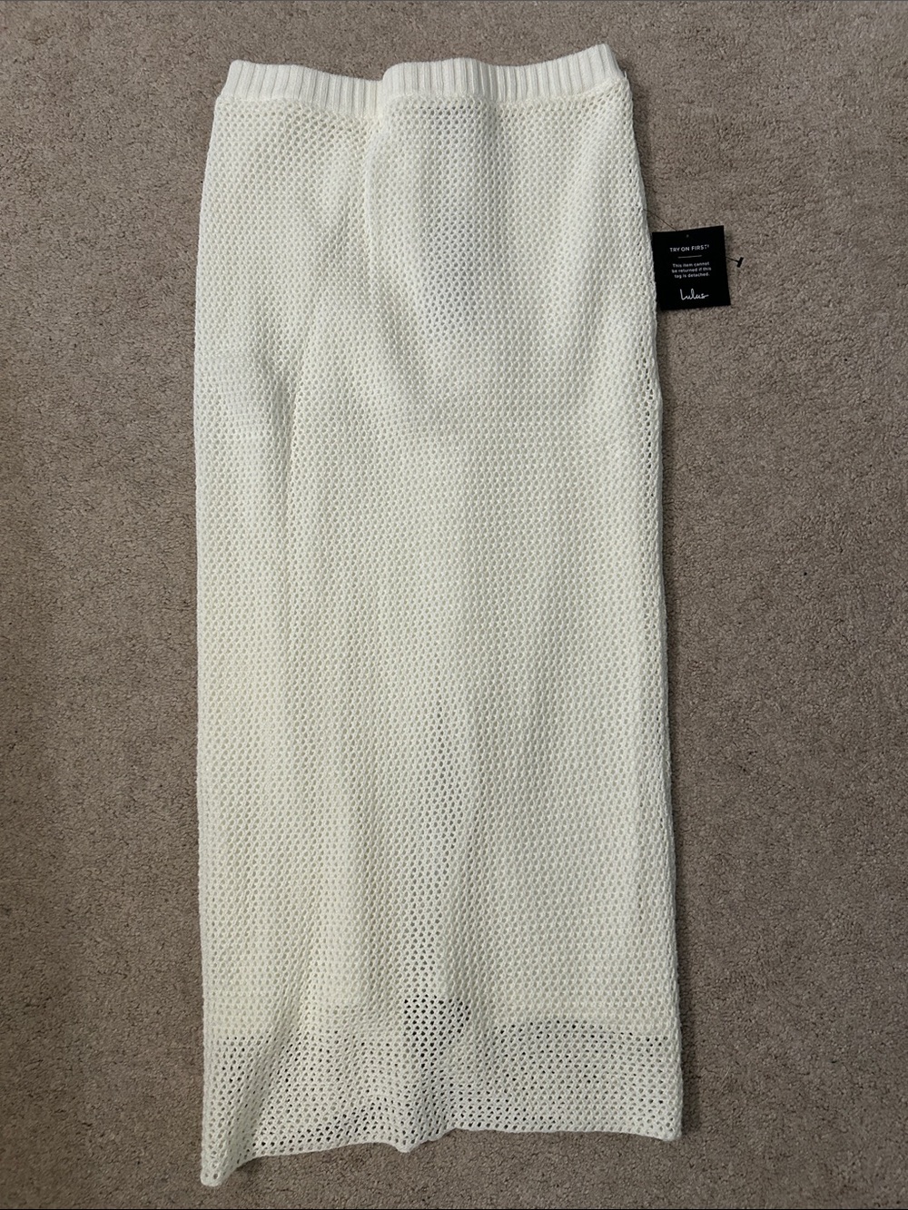 Lulu's Cream Open-Knit Midi Skirt